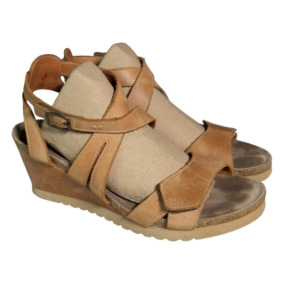Taos Xcellent 2 Wedge Sandals Womens Size 10 Brown Leather Bohemian Boho Indie